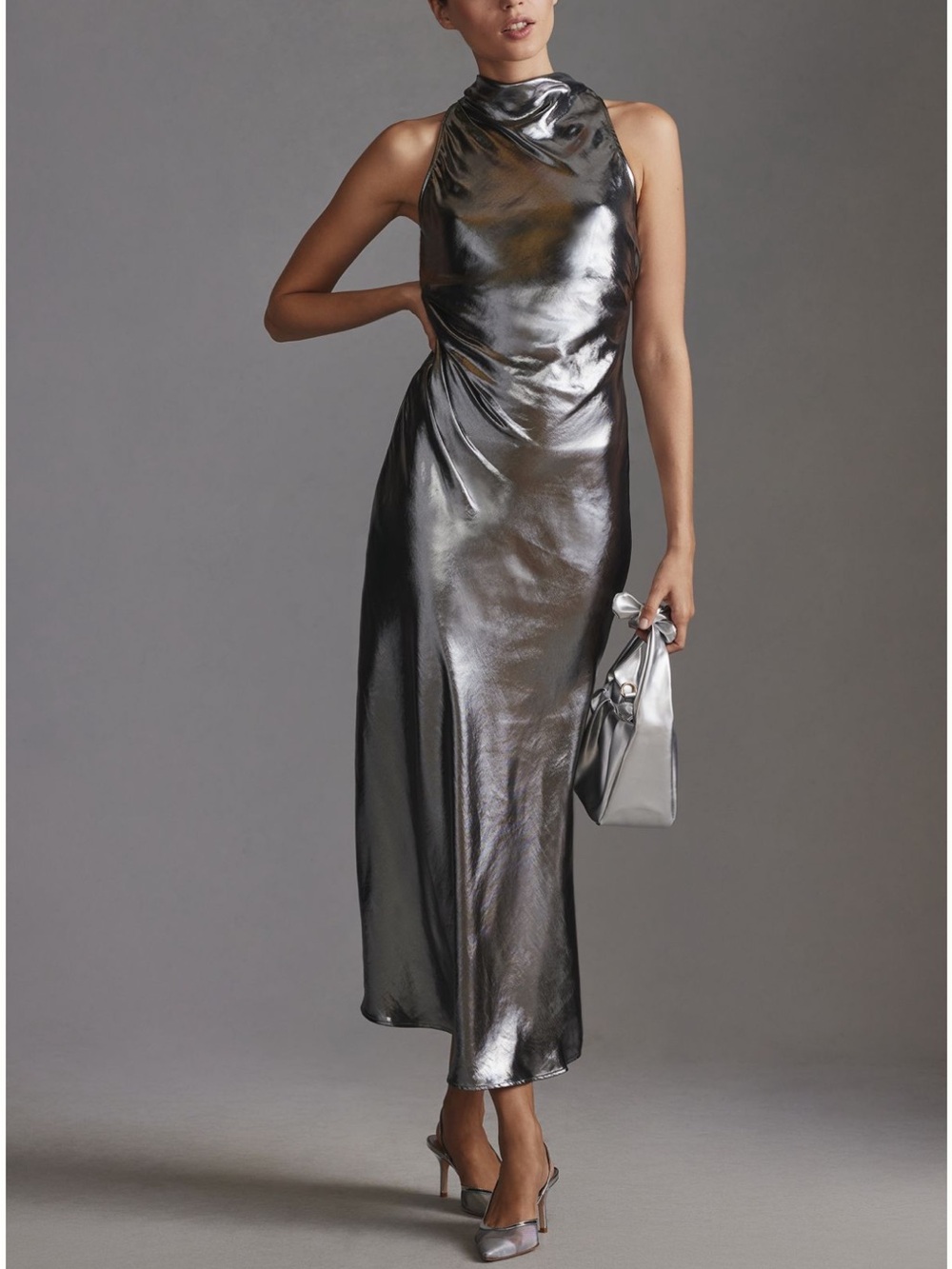 Anthropologie Metallic Racerback Midi